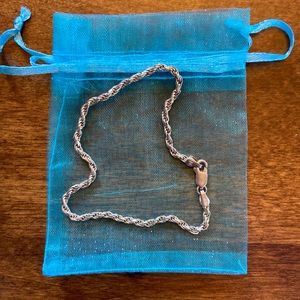 Sterling silver 8 3/4” rope bracelet